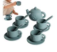 Generisch Juego de fiesta de té | Accesorios de cocina de silicona ligeros y realistas | Juego de fiesta de té de princesas | Para guardería, cumpleaños, guardería, actividades, viajes, picnics