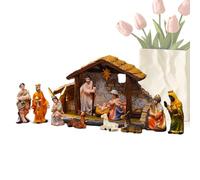 Generisch Juego de figuras de belén de Navidad, 3,5 cm de alto, juego de figuras de belén de resina, decoración religiosa para césped, mesa de interior y exterior, iglesia, hogar, tiempo festivo