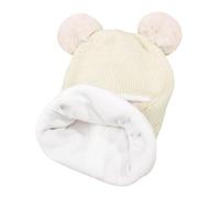 Generisch Juego de gorro de invierno para bebé, gorro Toddler Beanie Hats Girl Boy with Neck Warmer Beanie for Kids Knit Warm for Cold Weather Russen Mütze Damen, beige, Talla única