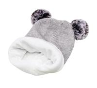 Generisch Juego de gorro de piel con gorro para niña y niño con cuello cálido para niños, gorro de punto cálido para clima frío, gris, Talla única