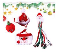 Generisch Juego de juguetes para perros con chirrido de Navidad, juguete de peluche para cachorro con chirrido, cuerda duradera para perros, cuerda anudada para tirar y aflojar, juego de vacaciones y