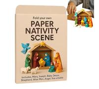 Generisch Juego de manualidades de papel para belén - Decoración navideña plegable simple, juego de belén con ángeles y animales de Jesús, para armario de escritorio, oficina en casa, principiantes