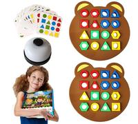 Generisch Juego de mapeo de formas - Puzzle de bloques de construcción | Educación temprana Juego de mesa de reconocimiento de colores | Asociación rápida con campana, 32 bloques, 30 cartas 2 discos