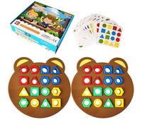 Generisch Juego de mapeo de formas - Puzzle de bloques de construcción | Educación temprana Juego de mesa de reconocimiento de colores | Asociación rápida con campana, 32 bloques, 30 cartas 2 discos
