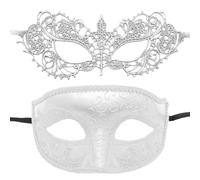 Generisch Juego de máscaras, par de mascarillas, 2 piezas de encaje con misteriosas cubiertas faciales, accesorios de disfraces para fiestas, mascaradas para carnaval