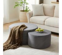 Generisch Juego de mesa de café redonda de 2 piezas con acolchado - Moderno juego de mesa de centro de espuma sin montaje para salón como mesa auxiliar u otomana