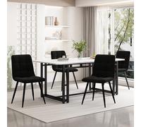Generisch Juego de mesa de comedor negro de 140 x 80 cm con 4 sillas de terciopelo, moderno conjunto de cocina y sala de estar para una convivencia elegante