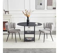 Generisch Juego de mesa de comedor redonda para 2 personas, 107 cm de espacio de almacenamiento + 2 sillas de comedor