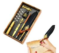 Generisch Juego de pluma y tinta | Kit vintage de caligrafía Dip Pen | Lápiz de buceo, de sellado, sello de sello, herramienta de sobre, el mejor set de regalo para escribir, dibujar, firmar