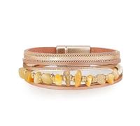 Generisch Juego de pulseras para mujer, pulsera enroscable multicapa, pulsera de grava irregular, cierre magnético, relojes de pulsera para niños, talla única, piel, aleación, No es una piedra