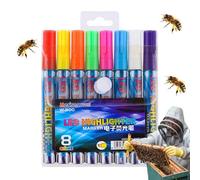 Generisch Juego de rotuladores para abejas reinas - Juego de marcadores de 8 colores a base de agua, herramienta de precisión para identificar a las reinas de la colmena | Diseño ABS duradero y ligero