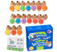 Generisch Juego de sellos de alfabeto para niños, sello de madera con letras, números, aprendizaje temprano, juguete educativo, formación de palabras, matemáticas y formas, ideal para preescolar