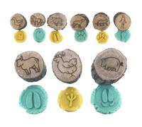 Generisch Juego de sellos de huellas de animales de madera - Herramienta de observación de la vida silvestre para niños | Juguetes de aprendizaje de motricidad fina, kits de manualidades, huellas