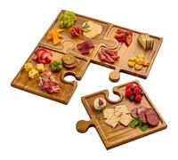 Generisch Juego de tabla de queso - Placa modular para servir | Tabla de 4 piezas con asa, placa creativa para cortar y queso para , picnic, camping e ideas de regalo