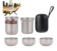 Generisch Juego de té de titanio Kung Fu de titanio, juego de té Kung Fu fuerte con de almacenamiento, taza de té kung fu, juegos de té antiescaldaduras, diseño fácil de llevar para los amantes