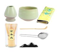 Generisch Juego de té japonés, juego de batidor con tazón, juego de té en polvo de 7 piezas, juego completo de accesorios y herramientas, set de ceremonia del té para mujer