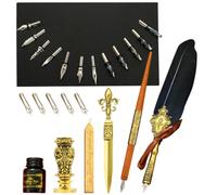 Generisch Juego de tinta de pluma de caligrafía | Kit de caligrafía vintage | El juego de tinta incluye dip, tinta, puntas de repuesto, herramienta de sobre, regalo romántico vintage de San Valentín