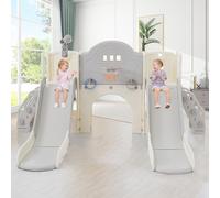 Generisch Juego de tobogán de jardín 8 en 1 con 2 toboganes, escalera de escalada y canasta de baloncesto. Juguete de seguridad aprobado para niños a partir de 3 años