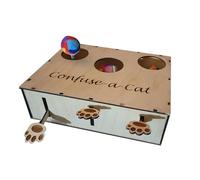 Generisch Juguete de caja para gatos: rompecabezas para gatos, rompecabezas para confundir a los gatos, alivia el aburrimiento, caza de gatos, rompecabezas, diseño de madera natural para gatitos,