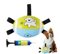 Generisch Juguete de fútbol para perros - Bola para masticar piel sintética, con asas, pelota interactiva para perros, para ejercicio, salud de las encías, en el jardín, patio, parque, exterior, juego