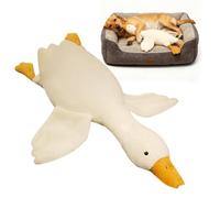 Generisch Juguete para perros con diseño de pato, color blanco, gran peluche realista, para jugar en interiores y exteriores, contra el aburrimiento, como sociedad, para la estimulación mental y para