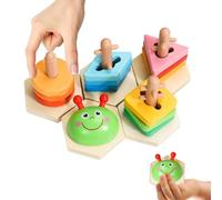 Generisch Juguetes apilables de madera | Anillos apilables de colores - Para la percepción sensorial y la promoción temprana en casa y de viaje