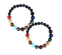 Generisch Junco Varios Junco Anillos con cuentas Tema Planet Solar Eight Pulsera Unquie Pulseras Pulsera Mujer Pulsera Joyería, One Size*2, Piedra volcánica
