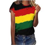 Generisch Juneteenth - Camisetas para mujer con texto en inglés "Celebrate Black Freedom", camisetas informales de manga corta, túnica de manga corta, blusas negras con cuello redondo, ropa elegante y