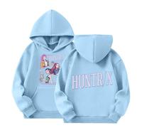 Generisch K Pop Casual Hoodie mit Anime Print Langarm Kapuzenshirt für Jungen Mädchen Mode Hip Hop Hoody Tops Lustige Sweatshirt Demon Hunters Streetwear Sport Hoodies 2-14 Jahre, 01-azul claro., 7-8