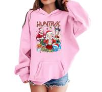 Generisch K pop Hunters Hoodie für Unisex Kinder Mode Anime Print Hoody Tops Casual Demon Huntrix Hoodie Langarmshirt 3-14 Jahre Fans Streetwear Sweatshirt Kapuzenshirt, 01 rosa, 7-8 años