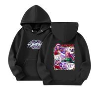 Generisch K pop Hunters Sudadera con capucha de moda Huntrix Anime Estampado Sudaderas para Niños Niñas 2-14 años Casual Demon Hoodie K-Pop Fans Sudadera Streetwear para Unisex Niños, 01-negro, 13-14