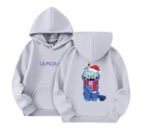 Generisch K pop Hunters Sudadera con capucha de moda Huntrix Anime Estampado Sudaderas para Niños Niñas 2-14 años Casual Demon Hoodie K-Pop Fans Sudadera Streetwear para Unisex Niños, 04-Grey, 11-12