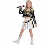 Generisch K-pop Kostüm Kinder Rumi Mira Zoey K Pop Cosplay Rollenspiel Uniform Komplettes Set Huntrix Merch Kostüm Outfit Halloween Party Karneval Outfits für Frauen