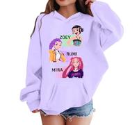 Generisch K Pop Sudadera con Capucha Unisex Niños K-Pop Sudadera con Capucha Huntrix Demon con Estampado Anime Manga Larga Hunters Sudadera Casual Tops para Niños Niñas 2-13 Años Ropa de Calle, 03
