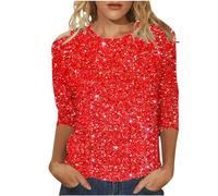 Generisch Karneval Feiern Sie Die Karnevalsatmosphäre mit lässigen, modischen Langarm-T-Shirts für Damen (Red, M) Karneval Kostüm