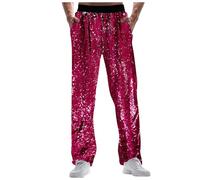 Generisch Karneval Herren Karneval Spezial Glitzer Lässige Hose mit weitem Bein Festival Mode Außenhandel Lockere Bequeme Hose (S) Karneval Kostüm