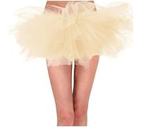 Generisch Karneval Tüllrock für Erwachsene, 6-lagig, Tutu, Mini-Ballkleidrock, Damen, Klassische Prinzessin, flauschige Ballettröcke (Gold, L) Karneval Kostüm
