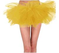 Generisch Karneval Tüllrock für Erwachsene, 6-lagig, Tutu, Mini-Ballkleidrock, Damen, Klassische Prinzessin, flauschige Ballettröcke (Yellow, S) Karneval Kostüm