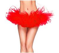 Generisch Karneval Tüllrock für Erwachsene, 6-lagig, Tutu, Mini-Ballkleidrock, Damen, Klassische Prinzessin, flauschige Ballettröcke (Red, S) Karneval Kostüm
