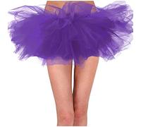 Generisch Karneval Tüllrock für Erwachsene, 6-lagig, Tutu, Mini-Ballkleidrock, Damen, Klassische Prinzessin, flauschige Ballettröcke (Purple, L) Karneval Kostüm