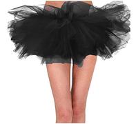 Generisch Karneval Tüllrock für Erwachsene, 6-lagig, Tutu, Mini-Ballkleidrock, Damen, Klassische Prinzessin, flauschige Ballettröcke (Black, S) Karneval Kostüm