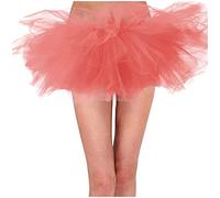 Generisch Karneval Tüllrock für Erwachsene, 6-lagig, Tutu, Mini-Ballkleidrock, Damen, Klassische Prinzessin, flauschige Ballettröcke (Watermelon Red, S) Karneval Kostüm
