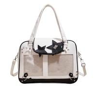 Generisch Kawaii - Bolso bandolera transparente para mujer, gran capacidad, diseño de estrella kawaii, bolso de hombro, bonito bolso de viaje, bolso de compras, Negro , 480.00x260.00x220.00mm