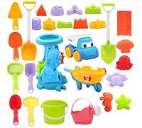 Generisch Kids Beach Toy Set with Storable Wağon, 30pcs Sand Toys Including Water Wheel, Sea Animal Sand Molds, Outdoor Sandpīt Toys for Beach Garden Bath Snow Play, Gîfts for Toddleřs Boys Girls 3+