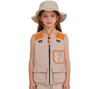 Generisch Kids Explorer Kit - Chaleco de y sombrero | Poliéster transpirable de 140 g, este equipo de camping al aire libre para niñas de 3 a 8 años es ideal para exploración en el patio