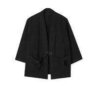Generisch Kimono para hombre ropa tradicional japonesa chaqueta de lino de algodón chaqueta casual holgada manga 3/4 color sólido Kung Fu Tai Chi Cárdigan Abrir Frente Abrigo para Hombres Cárdigan de