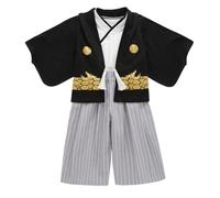 Generisch Kimono tradicional para niños Elegante Cultura Japonesa Ropa (Blanco, 6-7 Años)