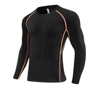 Generisch Kinder Shirts & Blusen Jungen Active Kompressionsshirt Workout Top für Basketball Fußballtraining Warme Basisschicht Fitness Sportliche Leistung (Orange, 5-6 Years)