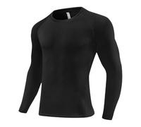Generisch Kinder Shirts & Blusen Jungen Active Kompressionsshirt Workout Top für Basketball Fußballtraining Warme Basisschicht Fitness Sportliche Leistung (Black, 7-8 Years)