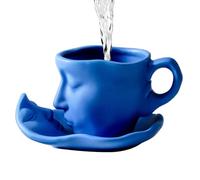 Generisch Kiss Tazas de Café de Alto Rendimiento, Cara - Functional Tazas de Té Platillos Juego Romántico Diseño Taza de Té de 100 ml, Cerámica Beso Pareja Arte Abstracto | Multiusos al Aire Libre